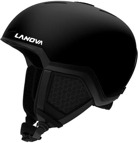 LANOVAGEAR Casco da Sci per Uomo Donna Ragazzo e Ragazzi, Casco da Snowboard Ruota Regolabile, Ottima Ventilazione, Casco Ski per Sci Pattinaggio Snowboard (L, nero)