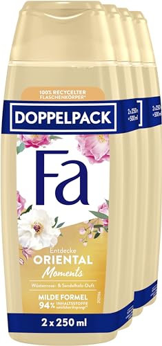FA Duschgel Oriental Moments 2er Pack (2x 2x250ml) 95% Inhaltstoffe natürlichen Ursprungs, genieße mit der pflegende Duschcreme den zarten Duft nach Wüstenrose & Sandelholz