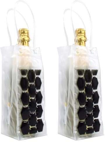 Borsa termica per vino, borsa per il ghiaccio per bottiglie di vino e birra (2 pezzi) raffreddamento istantaneo e mantiene la bevanda fredda, mantiene fresca e raffredda vino champagne (nero