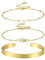 Emibele Gold Kette Armbänder Set, 3pcs 14K Echtgold vergoldetes Armband Set Stackable Gold Armbänder Schmuck, Armband mit Zirkonia Verstellbares Gold Lagenarmband für Frauen Mädchen, Gold