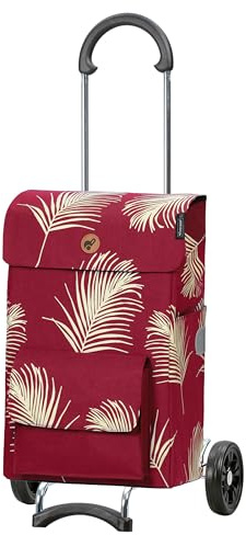 ANDERSEN Einkaufstrolley - Scala Shopper Signe rot | mit Flüsterrädern, klappbar, aus Stahl, bis 40 kg - Tasche mit Seitentasche, Innenfach, Reflektoren, 51 L