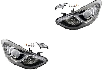 Johns, Scheinwerfer Satz Halogen Front passend für Hyundai i30 11/11-03/15 H7 H7 Links & Rechts + Nebelscheinwerfer + Leuchtmittel