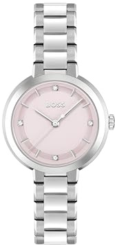 BOSS Uhr mit DREI-Zeiger-Quarzwerk für Damen Kollektion Sena mit Silbernes Edelstahlarmband - 1502757