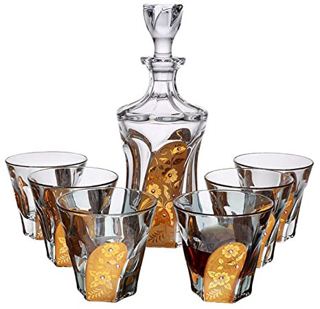 YOtat Tasse À Whisky en Verre 7 Pièces/Ensemble, Bouteille De Vin en Cristal d'europe, Tasses À Bière, Cadeau De Fête De Mariage, Verres À Whisky, Verseur De Liqueur, Bar À Domicile, Vodka
