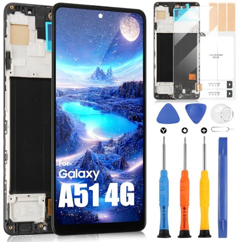 Écran LCD pour Samsung Galaxy A51 A515F SM-A515F/DS LCD Affichage Digitizer Assemblée Verre de Remplacement Écran Tactile avec Kit d'Outils de Réparation (6,5, Noir avec Cadre)