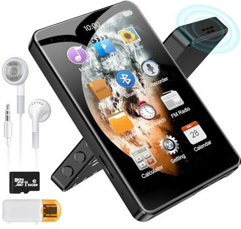 80GB Lettore MP3 Bluetooth 5.0, LIUWID Lettore Musicale MP4/MP3 4 Pollici Touchscreen Supporta Video 1080P con Altoparlante HD Integrato, Espandibile 256GB TF