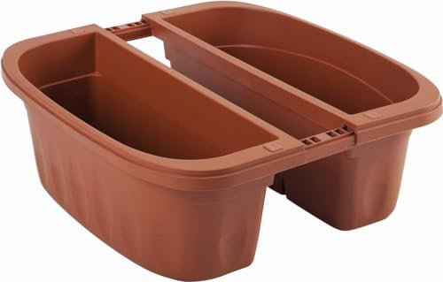 1PEZZO FIORIERA RETTANGOLARE DOPPIA KLUNIA Col. Terracotta cm. 40x19,8x18,5 h
