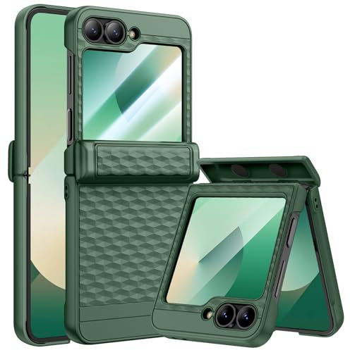 HWeggo Custodia per Samsung Galaxy Z Flip 6 con protezione per lo schermo e protezione della cerniera,custodia per Galaxy Z Flip 6,Verde…