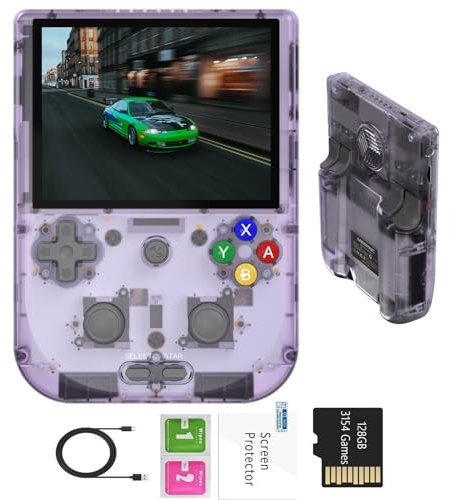 RG405V Retro Game Console RG405V Handheld Game Console Android 12 System 4 inches IPS Touch Screen, Built in 5500 mAh Battery with 128G TF Card 3172 Games, Support 5G WiFi Bluetooth 5.0 (Sliver)