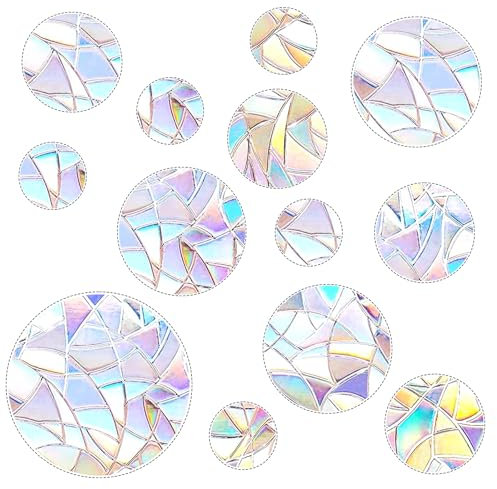 Qianyu 39 Stück Runden Prisma Fensteraufkleber Suncatcher Sticker Regenbogen Fensterfolie Sonnenfänger Vogelschutz Aufkleber Kristall Regenbogen Folie für Stoppen Sie Vögel die in Window Fliegen