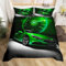 Homewish Green Race Car Boys Bedding Kids Single Duvet Cover Set Cool Sports Car Bedding Set, Extreme Sport Quilt Cover for Teens Adults, Speedometer Automobile Bedding & Linen