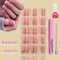 240Pcs French False Nails with Glue- Square Press On Nails Short - Fake Nails White Tip French False Nail Kit - Full Cover Stick on Nails - French Nail Art Manicure Decorations