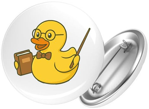 Huuraa Button Quietscheente Lehrer Comic Gummiente Geschenk Größe 25mm Quietscheente Lehrer Geschenkidee