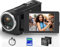 Delmodes Camcorder Video Camera 2.7K 56MP 16X Digital Zoom Vlogging Camera with LED Fill Light, 2.8 Inch LCD Screen Camcorder for YouTube with 32GB SD Card, 2 Batteries