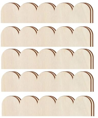 Nishiyuenyi 10 Stück Fächerform Dekorative Holzleiste für Bastelarbeiten Wellenkante Holzprofilleisten Fensterbank Und Türrahmen Unbehandeltes Holz für Innenberei, 40 Cm X 9 Cm X 0.3