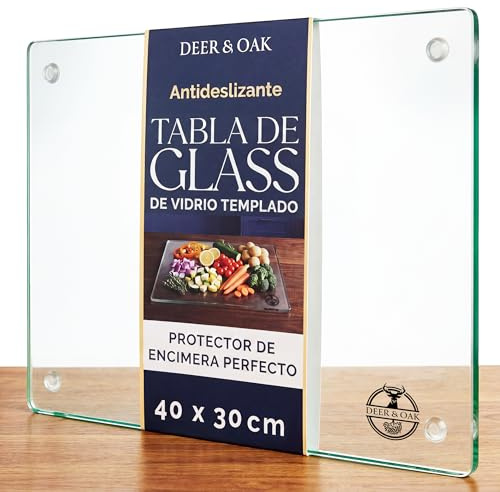 Deer & Oak Tabla de Cortar Cristal Templado XL 40x30 cm