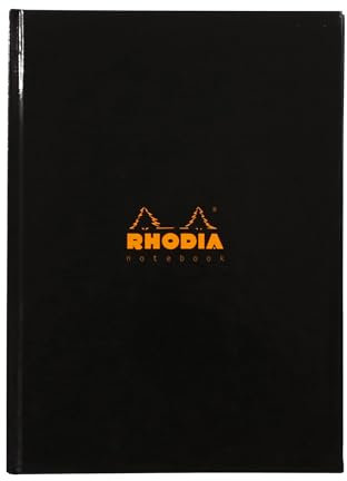 Rhodia 119231C - Taccuino affari Copertina rigida NERO - 192 pag. - Formato A5 - a righe - Carta pergamena 90g/m² - Pianificatore annuale sul davanti all'interno della copertina
