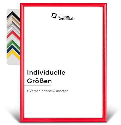 PANORAHMA BILDERRAHMEN Kunststoff Bilderrahmen 59,4 x 84 cm (DIN A1), Rot/Bilder Rahmen zum Aufhängen/Kunststoff Rahmen mit Echtglas