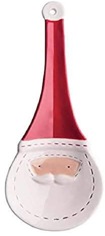 Excelsa Xmas Country Style Posamestolo, Ceramica, Bianco/Rosso