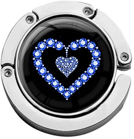 metALUm Taschenaufhänger Handtaschenhalter BLAUES HERZ mit faltbarem Magnetverschluss #2601093