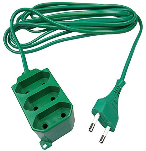 Verlängerungskabel Verlängerung 3-fach Strom-Kabel Euro-Stecker Eurosteckdosenleiste/Eurosteckerleiste (5,0 Meter 3-Fach, Grün)