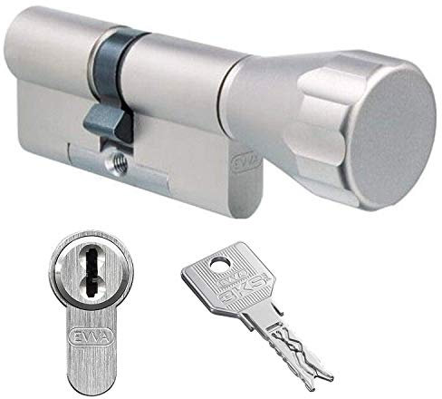 EVVA 3KS plus Hochsicherheits-Knaufzylinder mit 10 Schlüssel, Länge (a/b) 76/K36mm (c=112mm) K=Knaufseite, mit speziellem Bohr-u. Ziehschutz KZS, modulare Bauweise SYMO