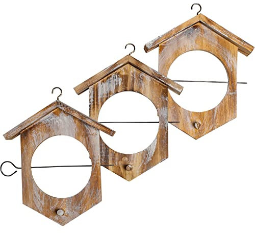 GARDIGO® Meisenknödelhalter aus Holz - 3er Set | Vogelfutterspender zum Aufhängen | Für Apfel und Meisenfutter Knödel | Meisenknödelhalter mit Dach für Balkon und Garten | Bird Feeder
