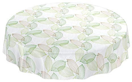 ANRO Wachstuchtischdecke Wachstuch Wachstischdecke Tischdecke abwaschbar Abstrakt Stimmung Laub Grün Rund 100cm wasserabweisend Gartentischdecke Meterware pflegeleicht Lotuseffekt