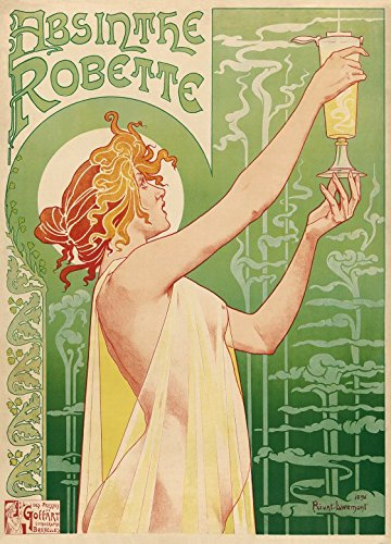 1art1 Historische Werbeplakate Grüne Fee, Absinthe Robette, Henri Privat Livemont, 1896, 2-Teilig Fototapete Poster-Tapete 250x180 cm