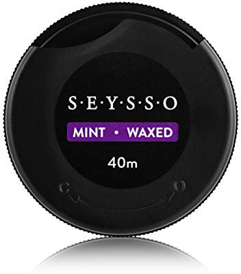 SEYSSO Filo interdentale nero con carbonio antibatterico, 40 m, menta cerata
