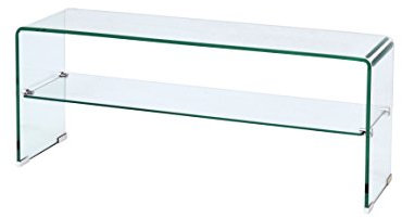 - DECORARTE - Mueble Auxiliar - Mesa TV Cristal con Balda (110x30x45)