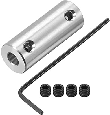 sourcing map 4mm bis 4mm Bohrung Starre Kupplungsschraube L26XD10 Aluminiumlegierung Wellenkupplungsverbinder Motorzubehör