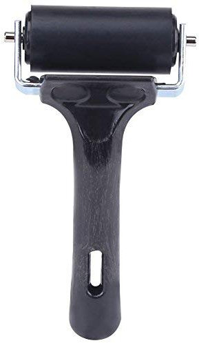 Gummiwalze, Tintenfarbenblock Walze Druck, Hartgummiwalze Harter Brayer Roller, schwarzer Griff - 5.12 Zoll, Rollenlänge - 2.36 Zoll