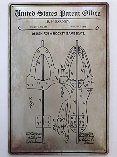 Blechschild 20x30cm gewölbt Patent Entwurf für einen Schlittschuh 1898 Deko Geschenk Schild