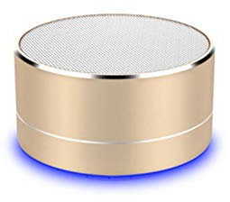 Altavoz de Metal Bluetooth para Samsung Galaxy A50 Smartphone Puerto USB Tarjeta TF Auxiliar Altavoz Micro Mini (Oro)
