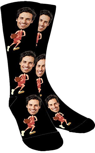 Aolun Personalisierte Socken,Socken Personalisiert Foto,Basketball spielen,Legen Sie Ihr Gesicht auf Socken,Unisex