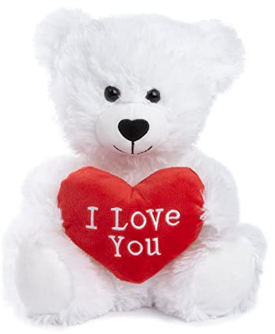 abeec Valentine’s Day Plush “I Love You” Bear – Romantic Gift for Her, Cute White Teddy for Girlfriend, Wife, or Partner