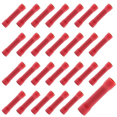 Yosawo Pack of 100 Butt Connectors, Crimp Connectors, Insulated Terminals, Round Terminals, 0.5 - 1.5 mm² (PTGH)