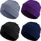 Geyoga 4 Stück Damen Baumwolle Turban Kopfbedeckung (Schwarz, Grau, Marineblau, Lila)