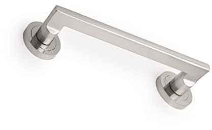 Emuca - Maniglie per porta da interno con rosetta D.50 mm, Maniglia porta scorrevole, design dritto, Alluminio, Nichel satinato, 4 pezzi.