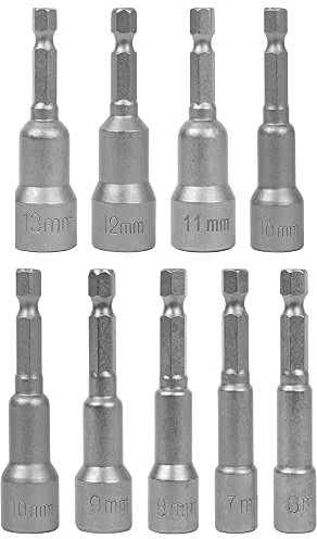 8PCS Magnetic Nut Drill Socket - 1/4 Hex Shank Quick Change Driver Drill Bits Set - Magnetic Hexagon Metric Nut Setter for Professional, DIY and Household Works