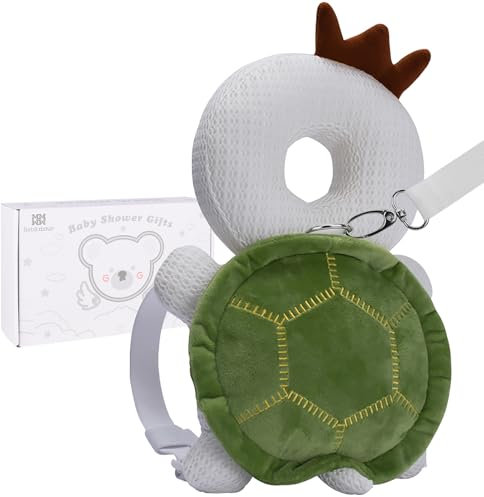 Bebamour Baby Kopfschutz Baby Sit Me Up Baby Sitz Kleinkind Baby Walking Kopfschutz Sicherheit Pads, einstellbare Säugling Kissen Rucksack für Baby Walkers(Green with Bear Knee Pads)