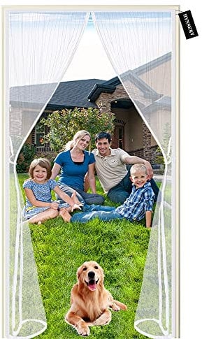 Magnetic Screen Door, Mesh Curtain Door Screen 100x180cm(39x71inch) for Patio Balcony Garage Cellar Keep Mosquito Bugs Out and Fresh in Hands Free and Pets Friendly - White A