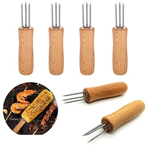ZARRS Soportes de Maíz de Acero Inoxidable,6 PCSPinchos para Mazorcas de Maíz Tenedores para Barbacoa para Cocinar en Casa,Picnics,Barbacoa,Camping y Fiestas