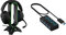 THE G-LAB K-Stand Radon Gaming Kopfhörer Stander - RGB-Hintergrundbeleuchtung (Schwarz) & Sabrent USB HUB - 4-Port -USB 3.0 Hub mit einzelnen Power Schalter und LEDs (HB-UM43)