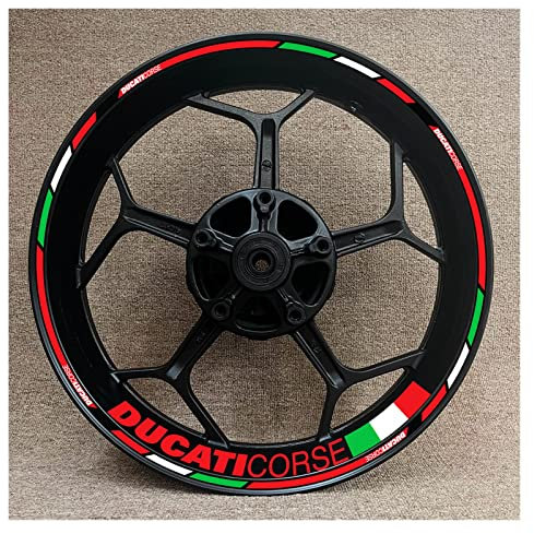 Adesivo Ruota Moto Set Completo Ruota da 17 Pollici per Du-ca-Ti Corse Bandiera Tricolore Decal Rim V4 797 748 1098 S 821 696 Monster 1100 Adesivo Riflettente (Color : C)