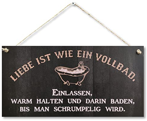 CARISPIBET Liebe ist wie ein vollbad Wohndeko Schilder Badezimmerschilder Wohndeko Lustige Badezimmerschilder Lustige Haus Deko Türschilder Wanddeko 15x30cm