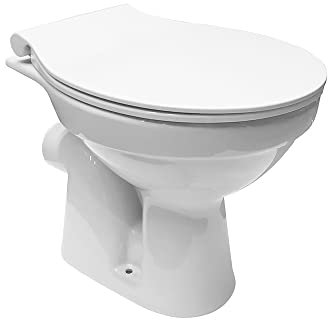 Stand WC Toilette Abgang Waagerecht Wand Tiefspüler Stehend + Softclose-Deckel