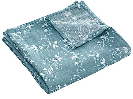 amo nenes Musselin Decke für Baby, Babydecke Baumwolle Musselin Spucktuch Baby Bio-Baumwolle atmungsaktive Sommerdecke Baby Puckdecke, 110 x 150cm Spucktuch Geschenk zur Geburt, Einzelschicht-Grün