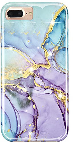 JIAXIUFEN Kompatibel mit iPhone 8 Plus/iPhone 7 Plus/6 Plus/6S Plus Hülle Handyhülle TPU Silikon Schutzhülle Handytasche Handy Hülle Marmor Purple Blue